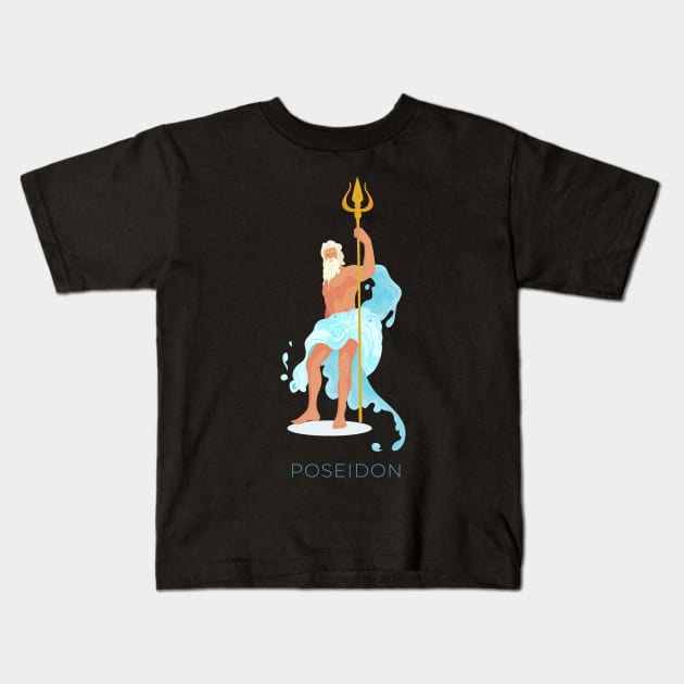 Poseidon Greek Mythology Kids T-Shirt by MimicGaming